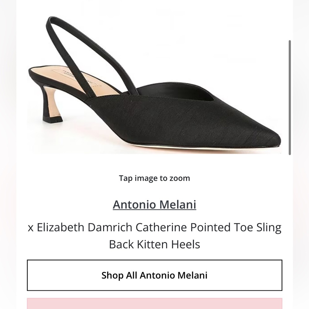 Antonio Melani black sling back kitten heels